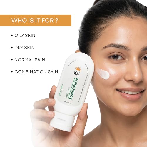 Image of Wise & Secrets CC Protect Glow Makeup Sunscreen SPF 45 PA+++ | Broad Spectrum UV Protection with Zinc Oxide & Titanium Dioxide | Lightweight Hydrating Sun Cream for Even Tone Glow | 60 ml