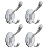 DMYMAT Bath Towel Hooks Robe Hook, 4 Pack Heavy Duty Wall Hooks for Hanging Clothes, Silver Coat Hoo