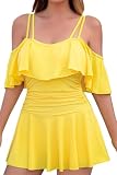 One Piece Swimsuit Women Plus Size Bathing Suit Off Shoulder Swim Dress