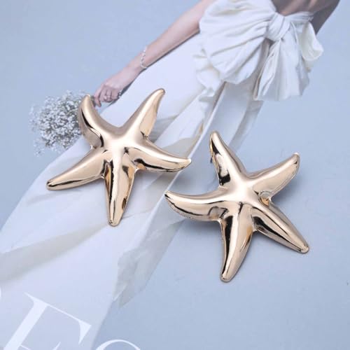 Jugielu Boho Exaggerate Starfish Earrings Gold Starfish Stud Earrings Large Star Dangle Earrings Metal Big Star Statement Earrings Summer Beach Earrings Jewelry for Women by Jugielu - Used condition - Image 3