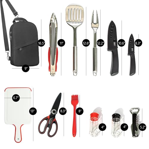 Set de 12 utensilios de cocina para camping, acero inoxidable miniatura 4