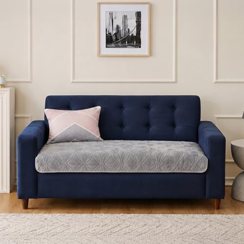 Image of Amazon Basics - Velvet Quilted Make Your Own Sofa Cover |70 x 120 cm|Microfiber Sofa Slipcover (Grey, 2 Seater)