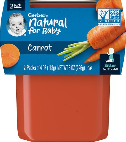 Gerber 2nd Food Baby Food Carrot Puree, Natural & Non-GMO, 4 Ounce Tubs, 2-Pack - Image 3