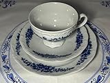 Echt Weimar Kobalt 3 tlg. GDR Weimar Porzellan Tee-Kaffee-Set. Blaue weiße Tasse, Untertasse mit Kuchenteller. Echt Weimar Kobalt.