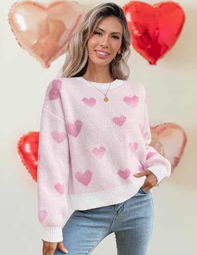 Image of Libsorge Womens Heart Sweater 2026 Valentines Day Trendy Cute Fall Oversized Long Sleeve Pullover Sweaters