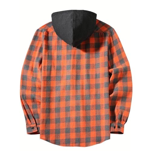 Men Plaid Hooded Button Down Patchwork Hoodie Fashion Stylish Long Sleeve Flannel Fall Winter Hoodie Sweat Shirts2