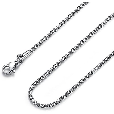 FOSIR 2-4MM Mens Womens Stainless Steel Silver Rolo Cable Chain Necklace 45-75 cm … Cover