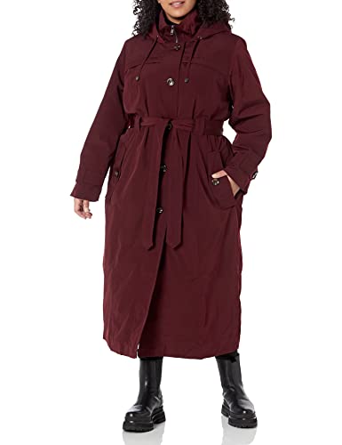 LONDON FOG Damen Übergröße Maxi Trenchcoat, burgunderfarben, 1X Cover