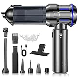 Handstaubsauger, 22000Pa 4-in-1 Handstaubsauger Akku Kabellos mit 1-Knopf-Selbstentleerung,Bürstenloser Motor Mini Staubsauger,3 Stufen Saugstärke, Auto Staubsauger für Haus/Auto/Tierhaar, Blau