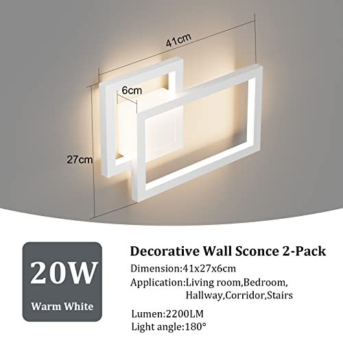 Ralbay Modern Led Wall Sconce Lighting Fixture 2-Pack Aluminum Up And Down 20W Led Modern Wall Sconce For Indoor Living Room Bedroom Hallway (Warm White Light, 3000K) #TOP2