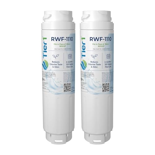 Tier1 RWF1110 9000 077104 Refrigerator Water Filter | Replacement for Bosch 644845, REPLFLTR10, UltraClarity, 11034152 Fridge Filter - Up to 12 Months Supply | Easy Install | Odor Control (2-pk)