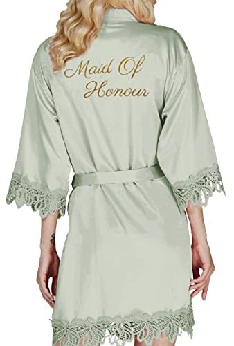 Bride Robe Womens Kimonos Bridesmaid Robes Wedding Party Morning Bridal Robes Satin Silk Lace Dressing Gown