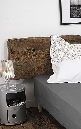 100% Cotton Fitted Sheet - 57 Thread Count - Size 180 x 200 cm - Dark Grey - 35 cm Deep Weave - Soft, Breathable, Washable - Image 2