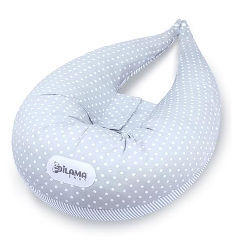 Dilamababy Coussin de Grossesse et d’Allaitement en Flocons de Mousse Mémoire et Boules de Fibre – Oreiller de Maternité Ergonomique – Housse Coton Amovible – Fabriqué en Italie