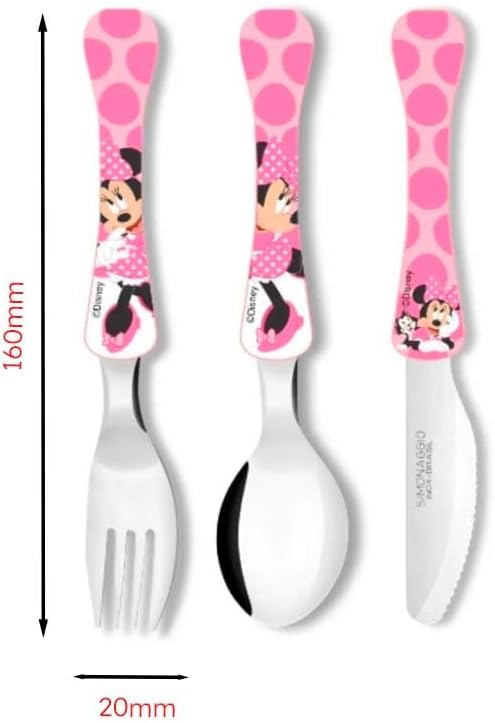 Kit Talher Infantil com 3 peças Personagem Disney (Minnie)