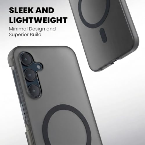 Image of DIZORO Matte Case for Samsung Galaxy A15 Compatible with MagSafe, Camera Lens Full Protection, Shockproof Translucent Frosted TPU Soft Phone Cover, Anti-Fingerprint-Black