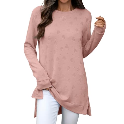 T-shirt décontracté à manches longues pour femme en maille col V ample