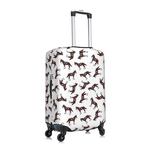 Classic Cool Horse Brown_A Luggage Cover Protector Anti-Scratch Washable Fits 18-32 Inch Luggage-Medium3