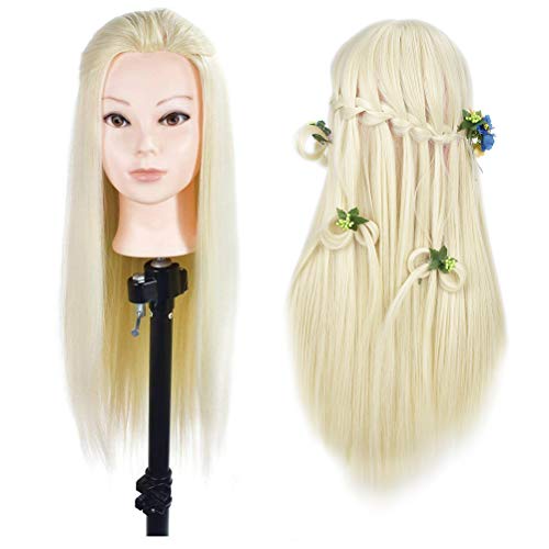 26"-28" Mannequin Head Professional Styling Manikin Head Wig Head Stand Women Makeup Hairdressing Training Head with Free Clamp