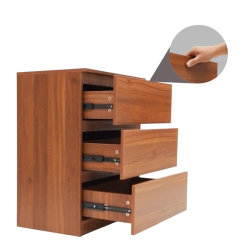 Image of Amazon Brand - Solimo Eden 3 Drawer Cabinet ? Leon Teak | Modern Wooden Storage Organizer | Compact Bedroom & Living Room Furniture (L60 x W40 x H75.5 cm)