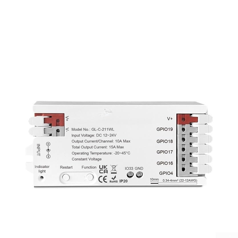 Controlador de atenuación LED, para WiFi DC12-24V 15A Control de aplicación compatible con RGBCCT para tiras de luces LED RGBW