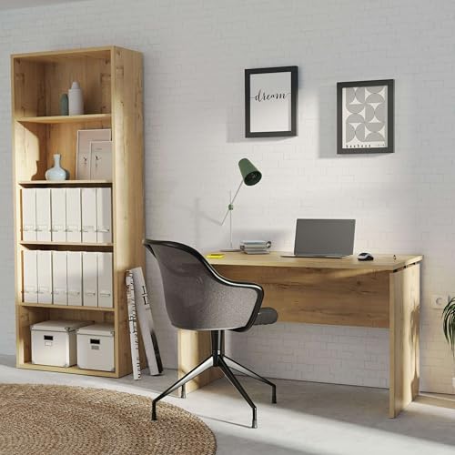 Muebles Pitarch | Librería de Oficina o Despacho con 4 Estantes, Librería de Salón, Roble Cambrian, 196,5x75,5x33cm (alto x ancho x fondo) Básica, Elegante y Resistente, Colección MUEBLES PITARCH - imagen 4