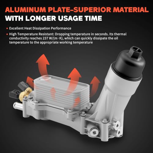 Image of 926-959 926-876 Upgraded Aluminum Engine Oil Filter Housing with Oil Cooler For 2011-2016 Dodge Journey Charger Challenger Durango Avenger Jeep Wrangler Cherokee Chrysler 200 300 Town Country Ram 3.6L