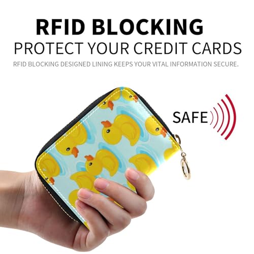 Cute Yellow Ducks Blue Water Women Wallet Zip Around Cute Card Holder RFID Blocking Scan Proof Zipper Card and Cash Holder2