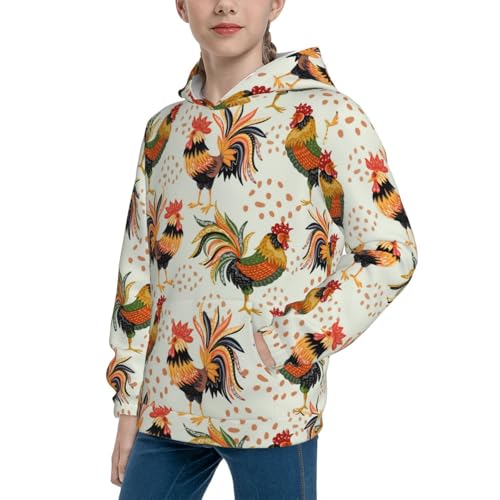 Colorful Roosters Kid Hoodies Boys Sweatshirts Girls Pullover with Pocket2