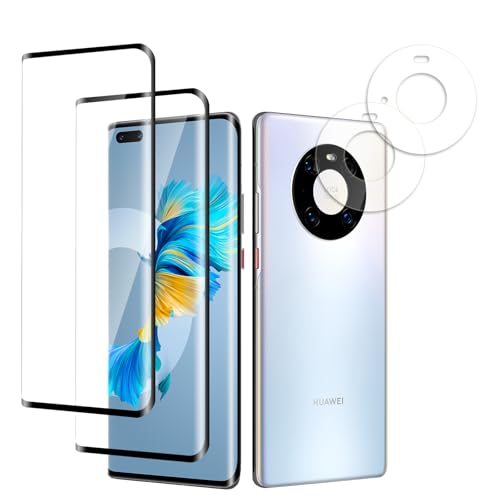 QZJinch 2+2 Piezas,Protector Pantalla para Huawei Mate 40 Pro,Ultra Transparente,3D Cobertura Completa,Antiarañazos, Antihuellas,Sin Burbujas, Dureza 9H