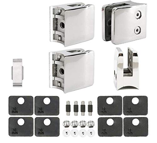 Stainless Steel 316 Grade Heavy Duty 2" Od Round Back Glass Clamp 55 X 55 Mm For 3/8" Or 1/2" Tempered Glass Or Laminated Glass, 4-Pack (Gc-055), Mirror Finish #TOP24