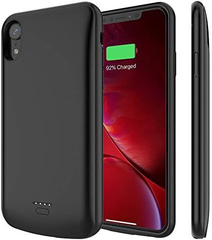 Snowpink iPhone XR Battery case,5000mAh Slim Support Headphones Upgraded version Rechargeable Extended Battery Pack Protective Charging Case Compatible iPhone XR -(6.1-inch) Black