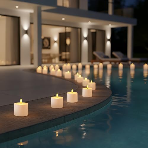 Image of Raycare 3 inchx2.5 inch White Outdoor Waterproof Flameless Candles with Remote and Timer, Realistic LED Candles, Battery Operated Electric Fake Pillar Candles for Porch, Patio, Garden, Set of 2