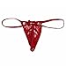 Mens Sexy Underwear Boxer Briefs Solid Color Low Waist Lace Bikini T-Back Novelty Erotic G-String Underwear Sleepwear Red