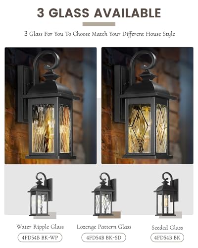 Image of FEMILA 2 Pack Large Outdoor Wall Sconce, 21 inch Exterior Wall Light Fixtures, Anti-Rust Waterproof Porch Lights for Entryway, Patio, Garage, Doorway, Matte Black, 4FD54B2-2PK BK-SD