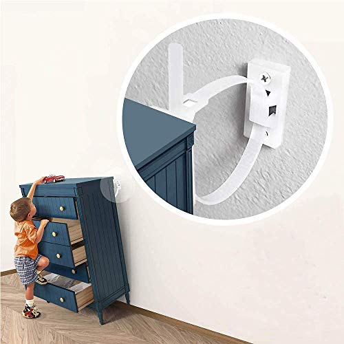 Furniture Straps (10packs) Vobulafy Anti-Tip Furniture Anchor Straps kit Falling Furniture Prevention Device Safety Furniture Wall Anchors for Baby Proofing & Pet Protecting Nylon Base
