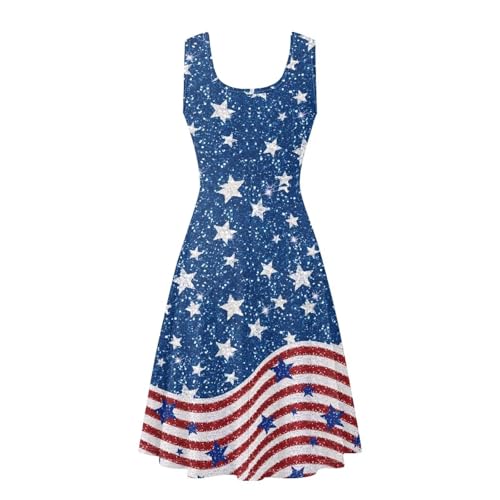 Image of Dreaweet Casual Sleeveless Dresses for Women Girls, Round Neck Tank Dresses with Pockets Summer Sundress Size XS-4XL