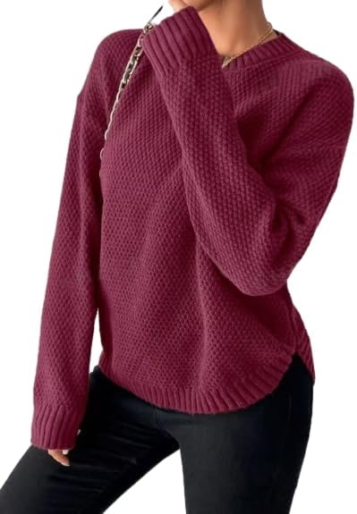 Women's 2025 Fall Winter Sweaters Casual Long Sleeve Crewneck Drop Shoulder Pullover