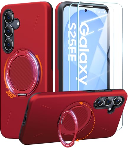 JAME for Samsung Galaxy S25 FE Case, Ring Stand, Shockproof Phone Case Red - image 1