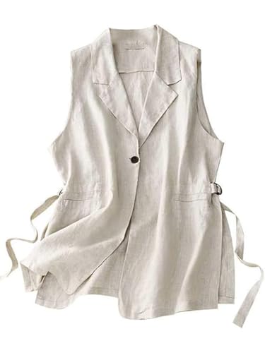 MINTLIMIT Women's Linen Vest Casual Sleeveless Blazers Lightweight Cotton Cardigan Spring Summer Jacket Waistcoat