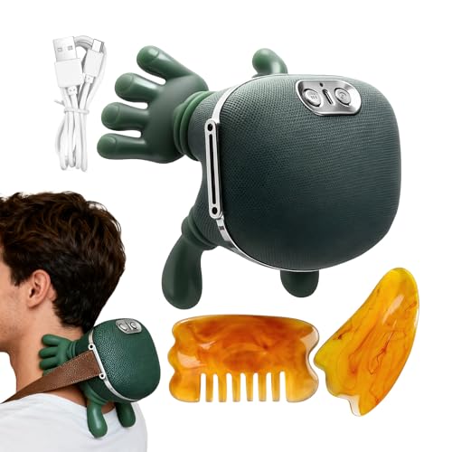 Massaggiatore per collo con calore, portatile, senza fili, 4D, massaggiatore riscaldato per collo e spalle, per corsa, escursionismo, squat, all'aperto, viaggi, palestra, allenamento e passeggiate