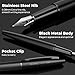 Nicpro Fountain Pen Set with Box, Classic Black Fancy Pen with Converter, 0.5mm Fine Nib Smooth Writing Calligraphy, Luxury Gift Pen