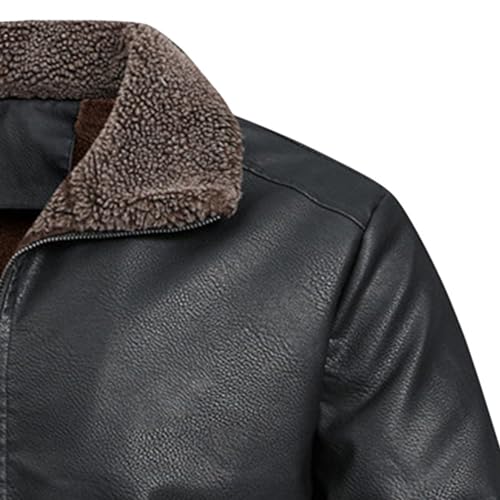 Chaqueta de cuero sintético para hombre con forro Sherpa miniatura 4