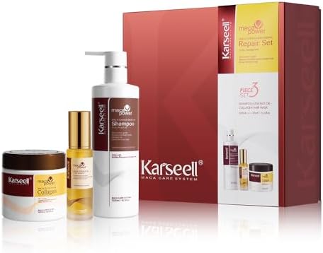 Karseell Collagen Hair Treatment Deep Repair Conditioning, Hair mask Shampoo and Argan Oil Set for Dry Damaged Hair All Hair Types 16.9floz + 16.9floz + 1.69floz