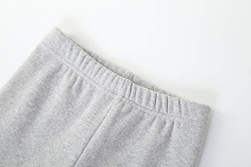 IRELIA 2 Pack Girls 100% Cotton Fleece Lined Warm Leggings for Winter BLG XS Black/Light Grey - image 3