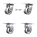 Heavy Duty Large Top Plate V Groove Semi Steel Swivel Caster w/Main. Free Bearings Set of 4 w/4" x 2" Silver Wheels - Includes 2 Swivel with Bolt on Swivel Locks & 2 Rigid - Service Caster Brand