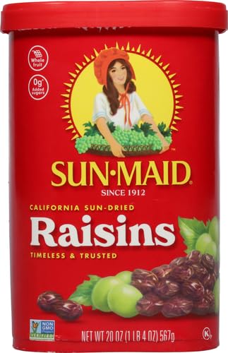 Image of Sun-Maid California Sun-Dried Raisins - 20 oz Resealable Canister - Dried Fruit for Healthy Snacks, School Lunches, and Natural Sweeteners (Pack of 2)