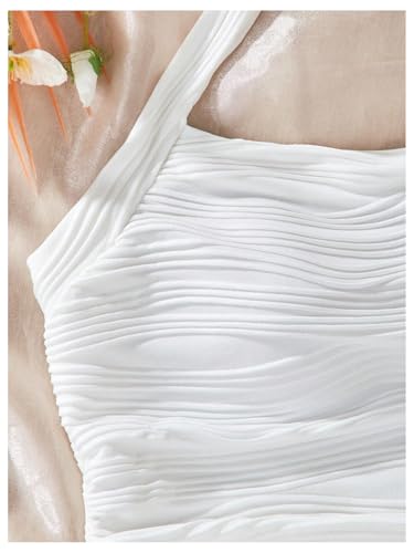 SweatyRocks Girl's Sleeveless Open Back Halter Top Summer Slim Fitted Textured Tops3