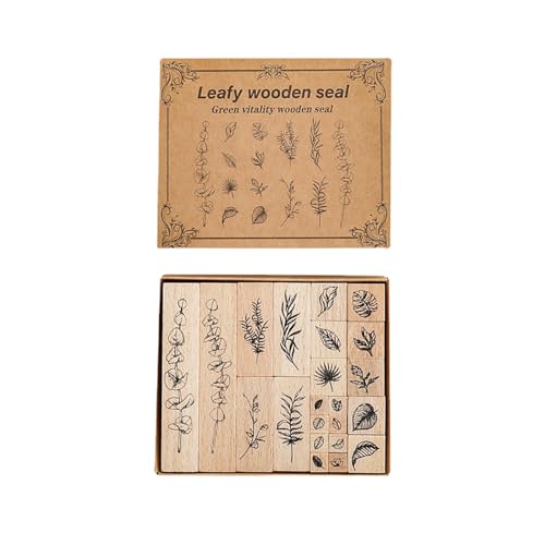 thirei 22 Stück Holzstempel Set, Blumen Holz Stempel, Vintage Holzstempel zum Basteln, zum Beschriften, für DIY-Alben und Scrapbooking, Stempel Blumen