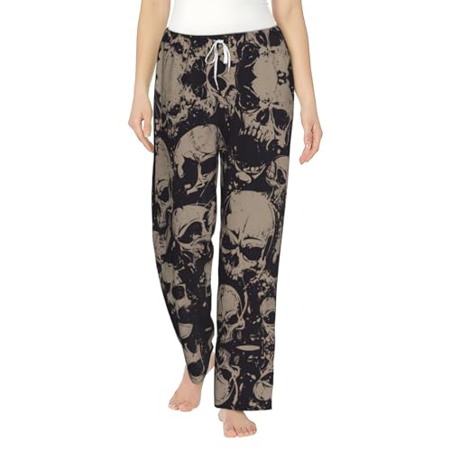 Pantalon de pyjama en flanelle tête de mort pour femme
